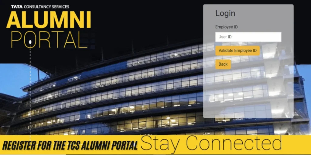 This emage showing a Register for the TCS Alumni Portal