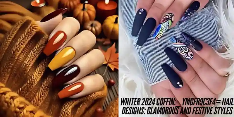 This emage showing a Winter 2024 Coffin:_ymgfr9c3f4= Nail Designs: Glamorous and Festive Styles